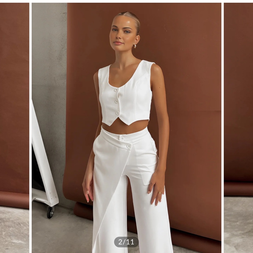 Commense Solid Asymmetrical Straight Leg Pants Se… - image 2